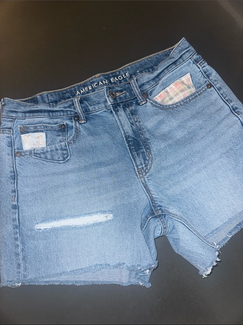 American Eagle Light Blue Denim Cutoff Shorts sz 8 EUC